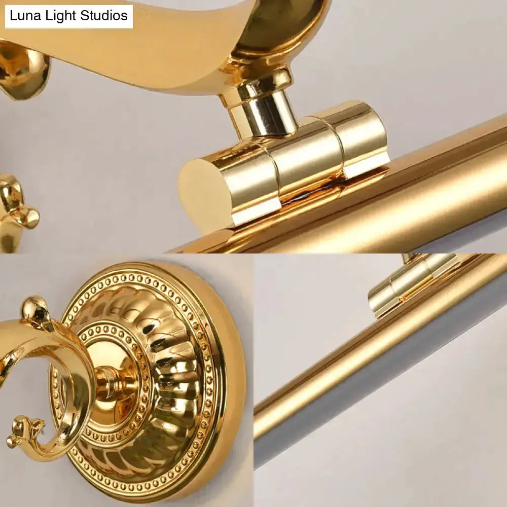 Modernist gold linear vanity light by Decorbites with round wall mount and cylindrical bar on Tampa Home & Garden Store
