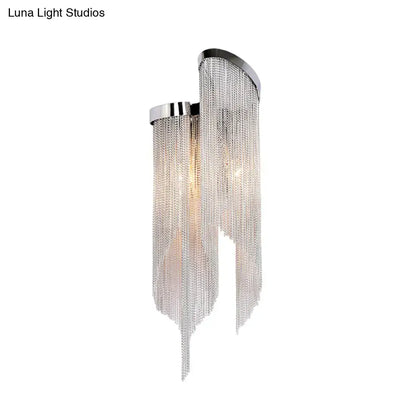 Aluminum tassel wall sconce, two-light with crystal tassels, gold and silver finish Decorbites on Tampa Home & Garden Store