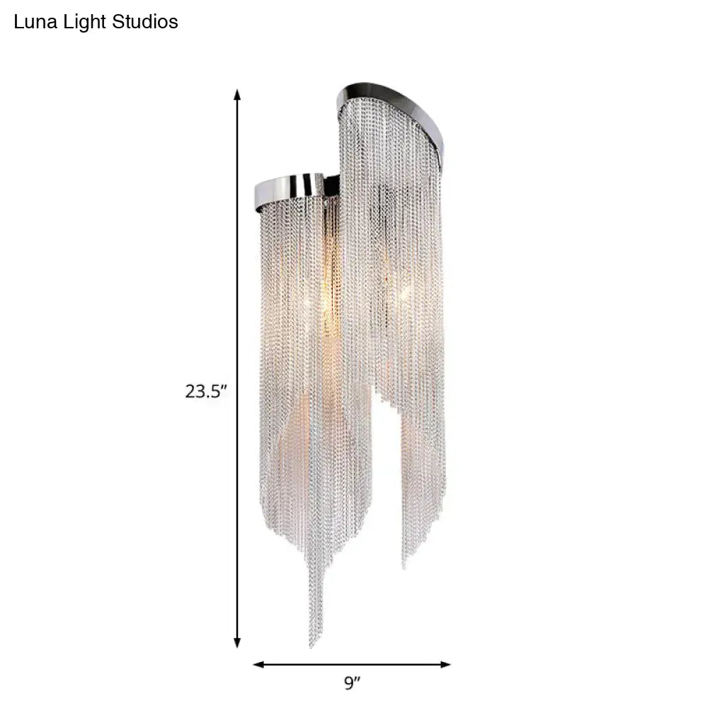 Aluminum tassel wall sconce two-light with gold-silver finish and crystal tassels by Decorbites on Tampa Home & Garden Store