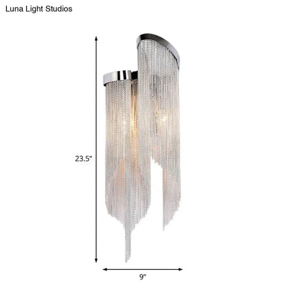 Aluminum tassel wall sconce two-light with gold-silver finish and crystal tassels by Decorbites on Tampa Home & Garden Store