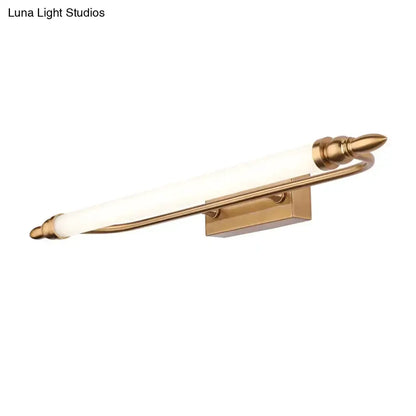 Modernist gold tube metal vanity wall light by Decorbites with frosted diffuser on Tampa Home & Garden Store