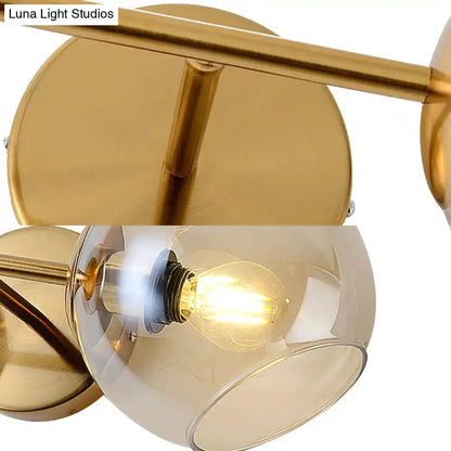 Modernist Gold Wall Lamp with Glass Shade