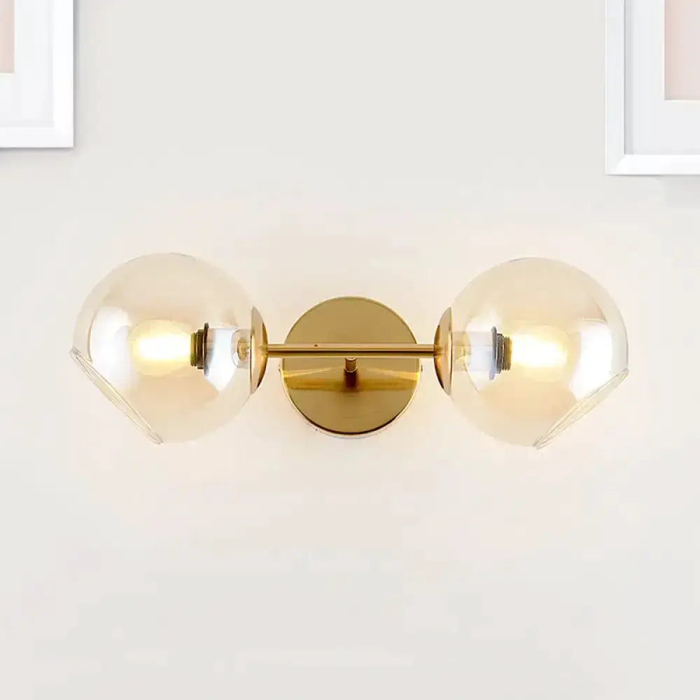 Modernist Gold Wall Lamp with Glass Shade