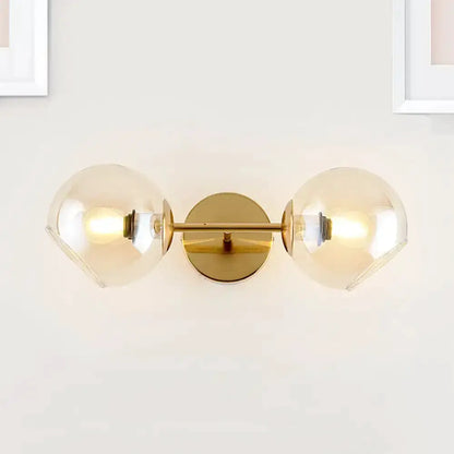 Modernist Gold Wall Lamp with Glass Shade