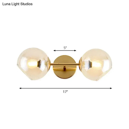 Modernist Gold Wall Lamp with Glass Shade