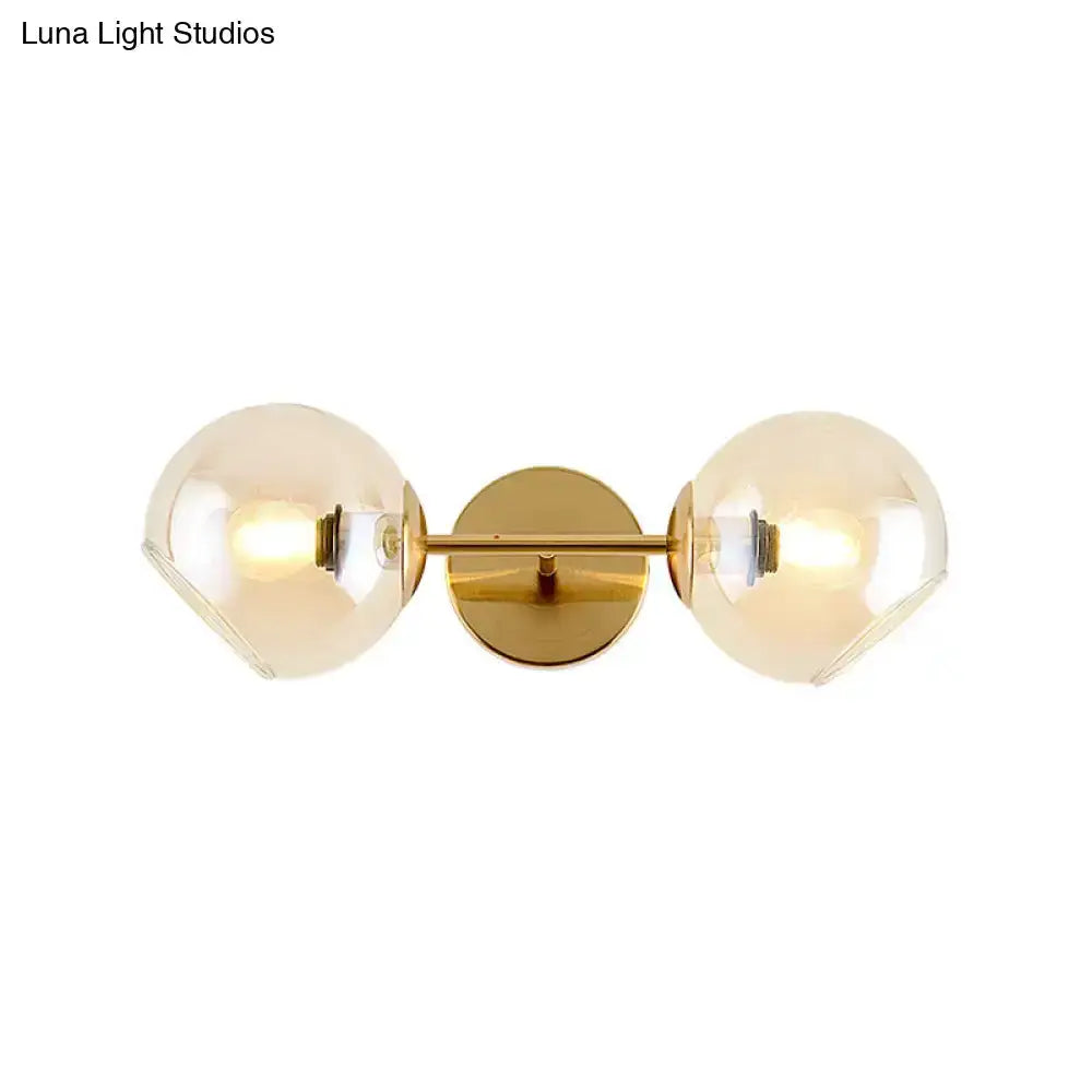 Modernist Gold Wall Lamp with Glass Shade