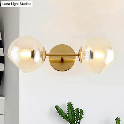 Modernist Gold Wall Lamp with Glass Shade