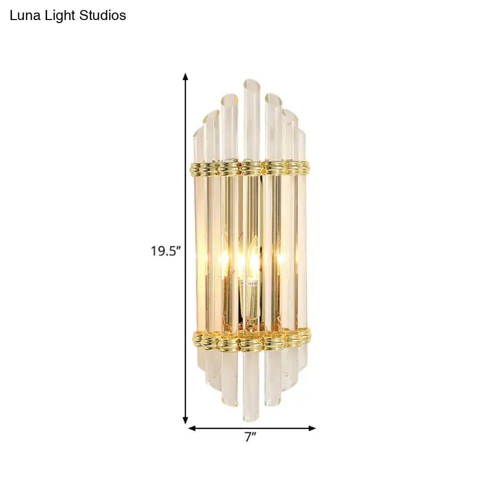 Gold Crystal Tube Sconce with vertical glass tubes and gold rings Decorbites wall light on Tampa Home & Garden Store