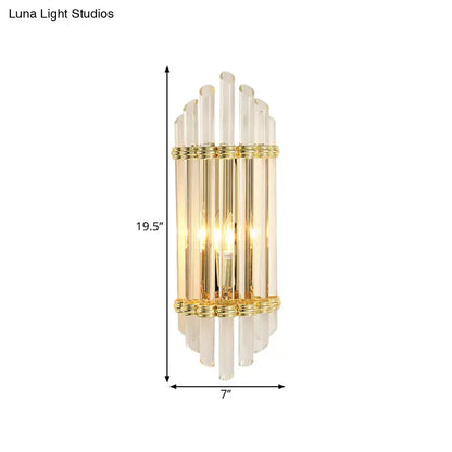Gold Crystal Tube Sconce with vertical glass tubes and gold rings Decorbites wall light on Tampa Home & Garden Store