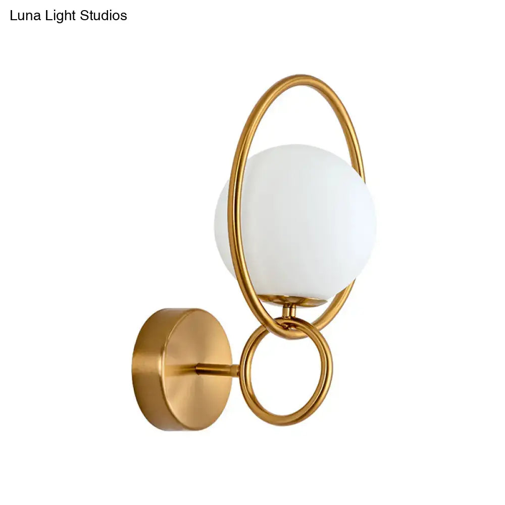 Gold White Glass Sconce with brass ring wall mount Decorbites on Tampa Home & Garden Store