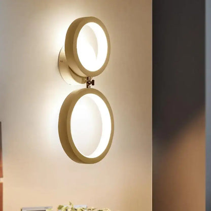 Beige double ring wall lamp by Decorbites with twin circular glowing rings on Tampa Home & Garden Store