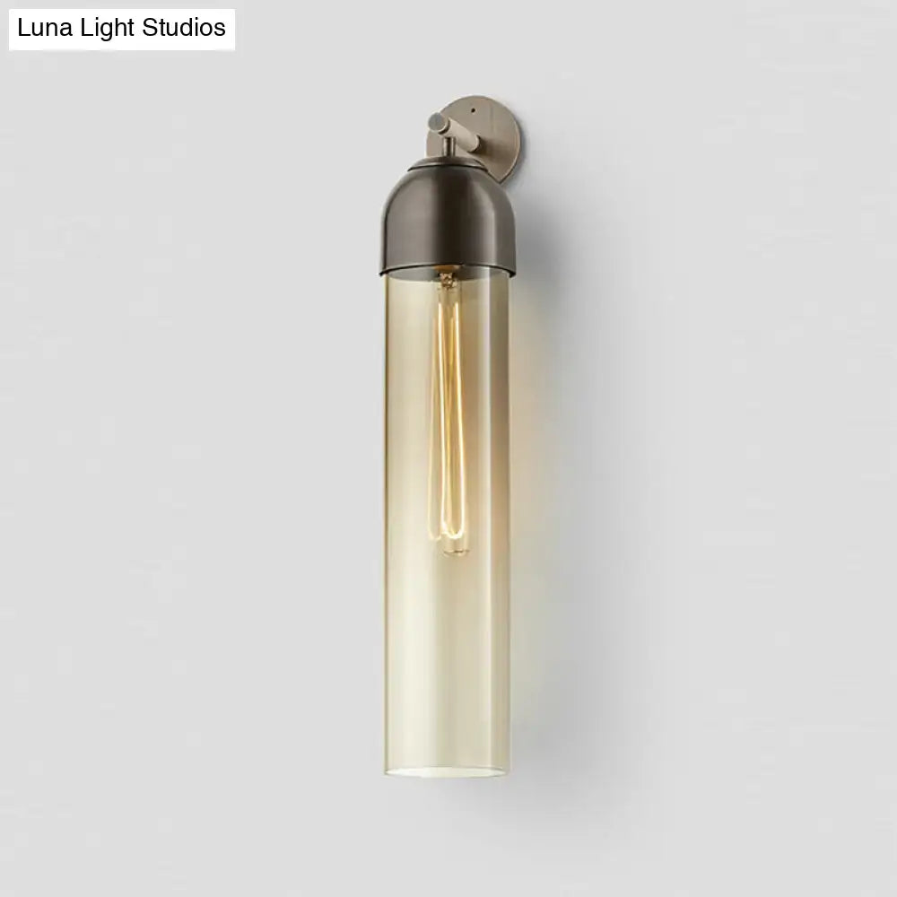Metallic Tube Sconce Light by Decorbites with clear glass tube and Edison bulb on Tampa Home & Garden Store