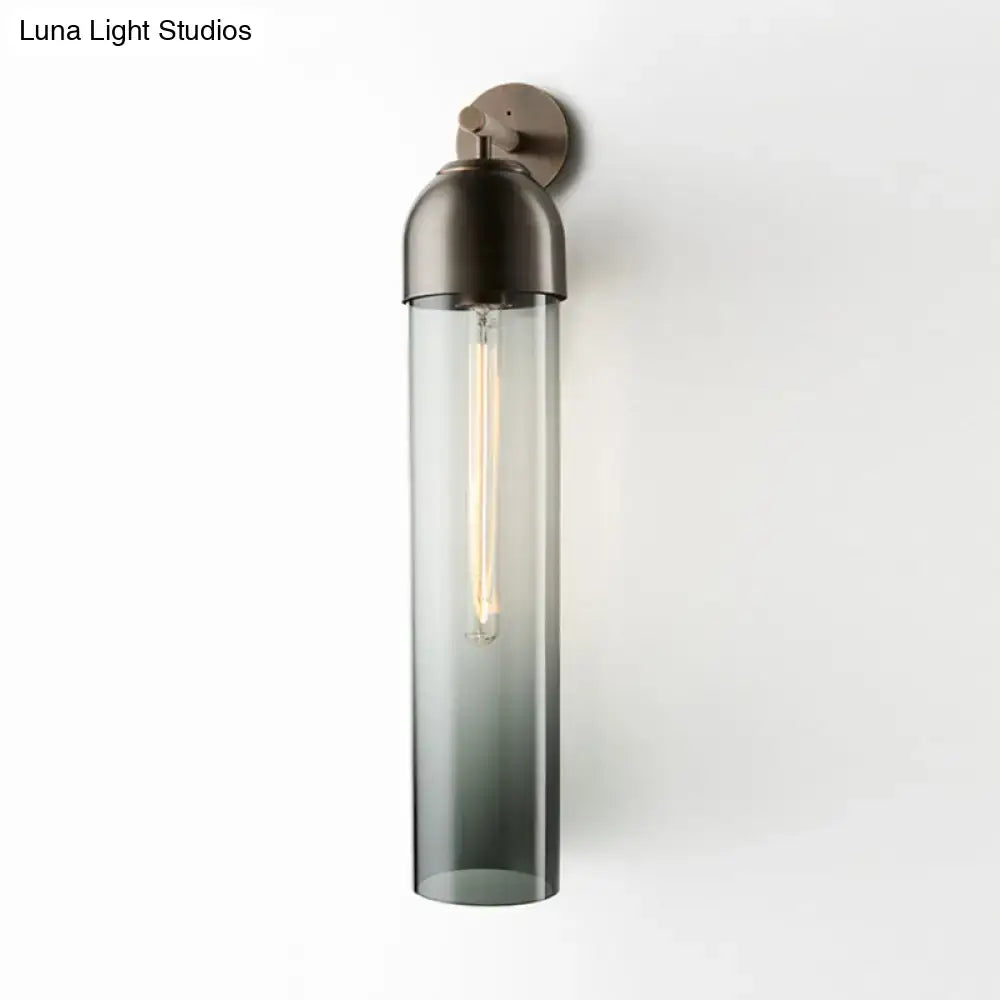 Metallic Tube Sconce Light by Decorbites, wall-mounted glass tube shade with filament bulb on Tampa Home & Garden Store