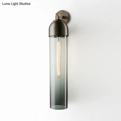 Metallic Tube Sconce Light by Decorbites, wall-mounted glass tube shade with filament bulb on Tampa Home & Garden Store