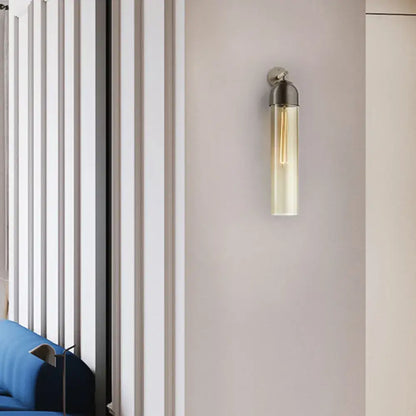 Metallic Tube Sconce Light by Decorbites in brushed metal with glass tube shade on Tampa Home & Garden Store