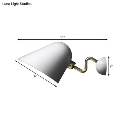 Gold wall sconce light with white conical shade and brass curved arm 11 in reach Decorbites on Tampa Home & Garden Store