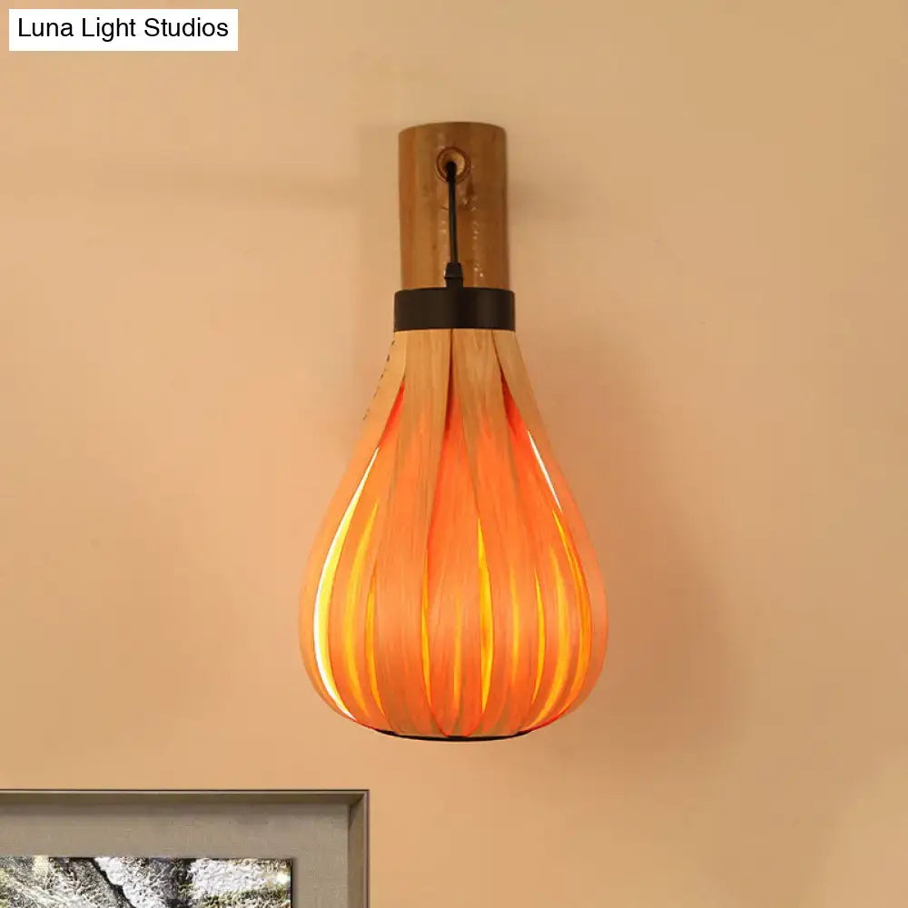 Bamboo Slat Wall Lantern by Decorbites hanging wooden pendant with warm amber glow on Tampa Home & Garden Store