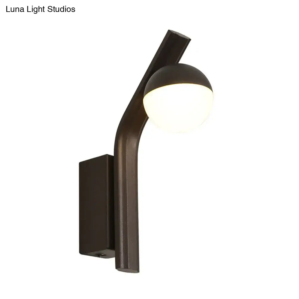 Black glass orb sconce with curved dark bronze arm, wall-mount Decorbites on Tampa Home & Garden Store