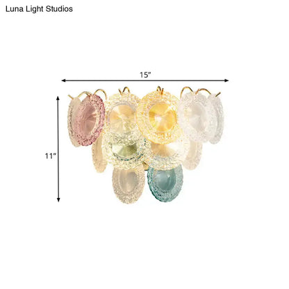 Modernist Pink and Blue Layered Disc Wall Light