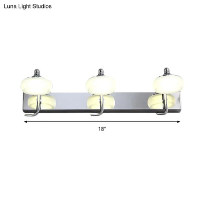 Silver frosted vanity light with 3 glass globes on chrome bar, 18 in Decorbites on Tampa Home & Garden Store
