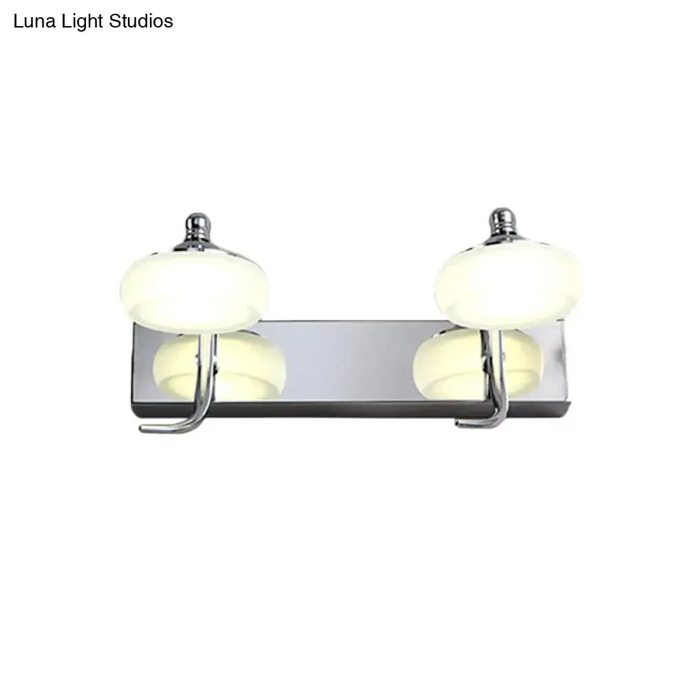 Silver Frosted Vanity Light by Decorbites; chrome wall mount fixture with frosted glass globes on Tampa Home & Garden Store