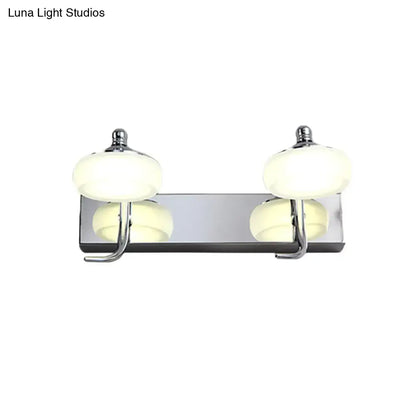 Silver Frosted Vanity Light by Decorbites; chrome wall mount fixture with frosted glass globes on Tampa Home & Garden Store