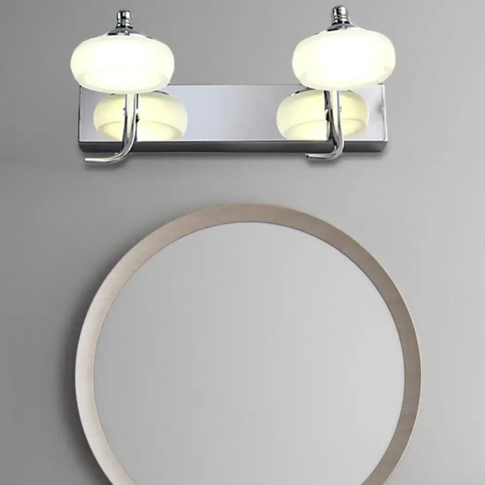 Silver Frosted Vanity Light Decorbites with chrome backplate and two glass globes on Tampa Home & Garden Store