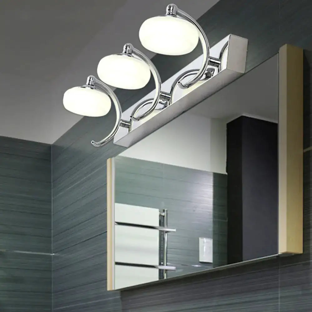 Decorbites Silver Frosted Vanity Light, 3-light fixture with frosted glass globes on Tampa Home & Garden Store
