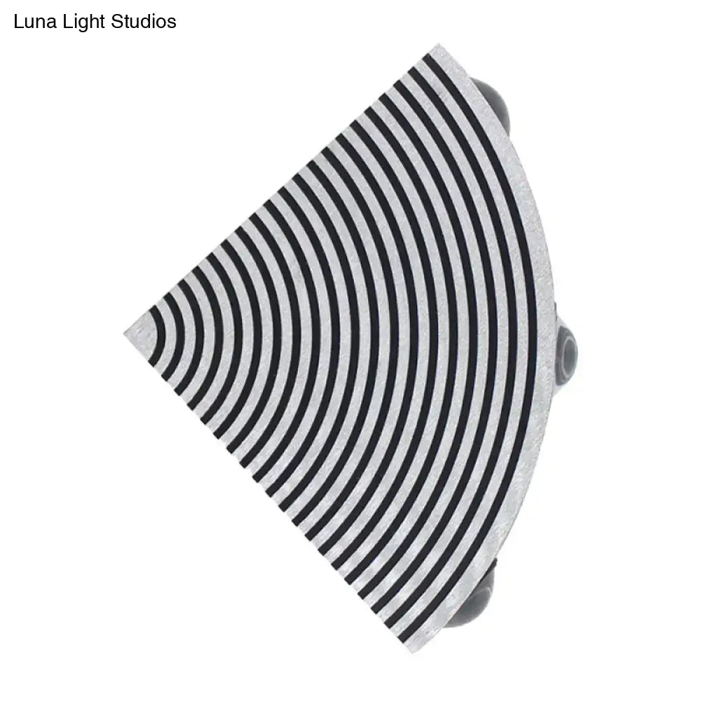 Striped Black Silver LED Lamp with curved metal body by Decorbites on Tampa Home & Garden Store
