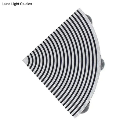 Striped Black Silver LED Lamp with curved metal body by Decorbites on Tampa Home & Garden Store