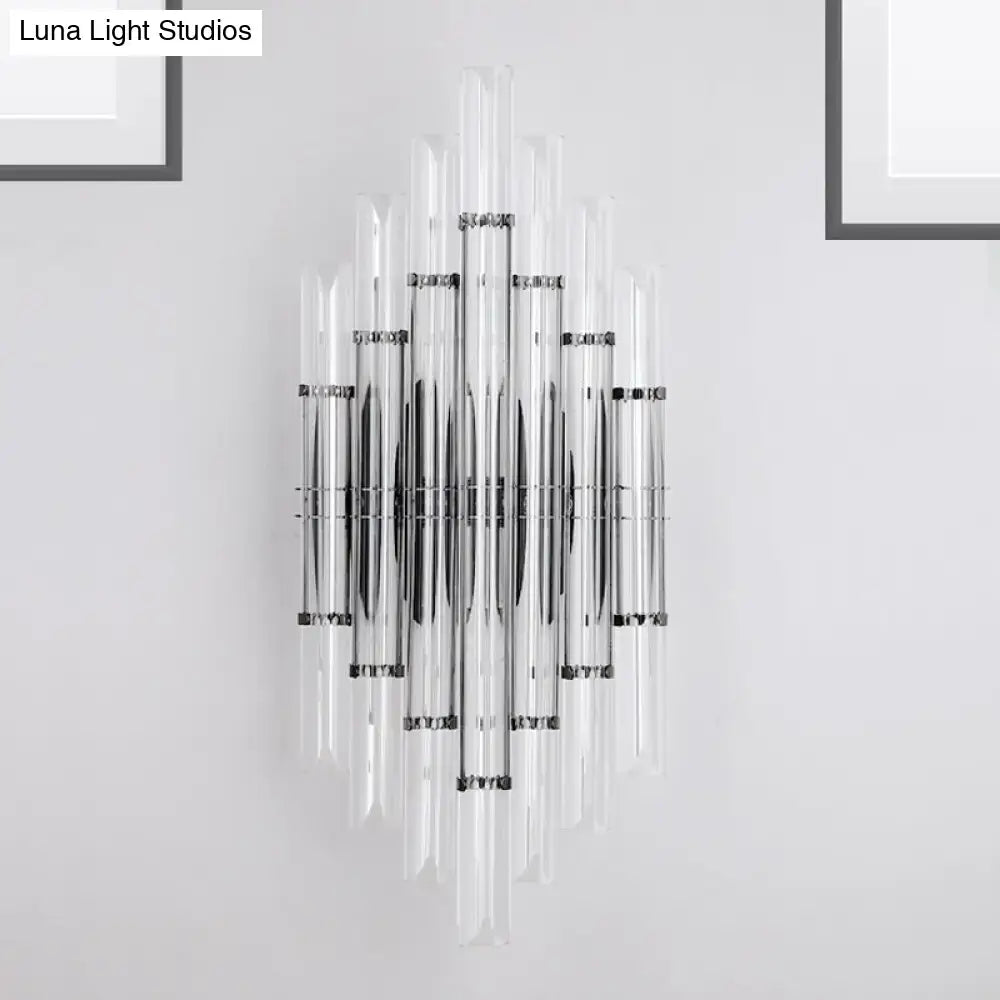 Black acrylic wall light by Decorbites featuring stacked clear prism rods and chrome accents on Tampa Home & Garden Store