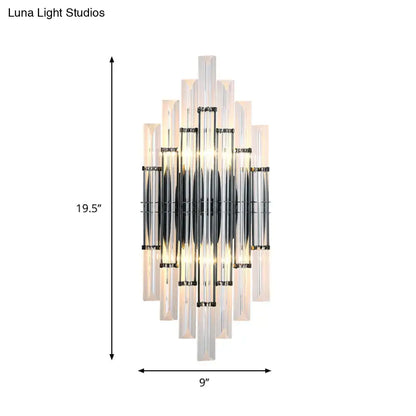 Black acrylic wall light by Decorbites with tiered prism centerpiece, 19.5in tall, 9in wide on Tampa Home & Garden Store