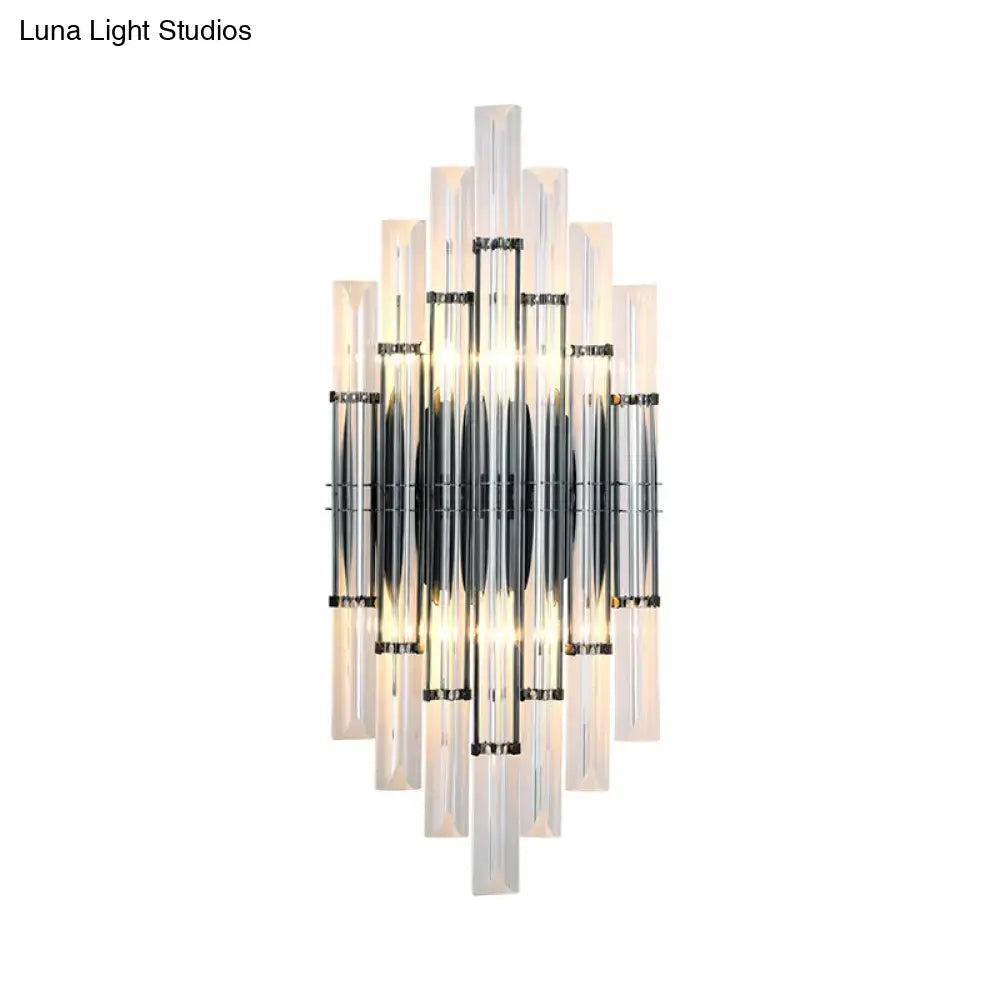 Black acrylic wall light with tiered glass prisms, modern wall sconce on Tampa Home & Garden Store