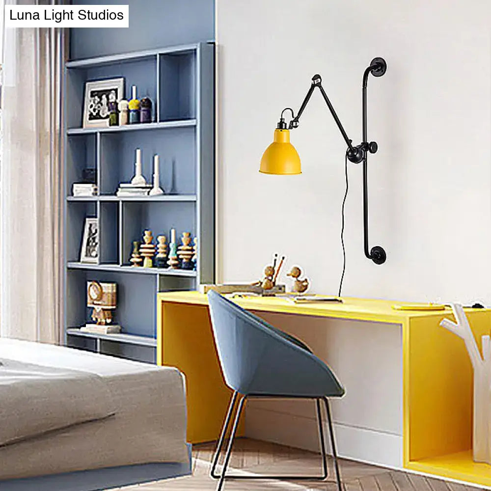 Black White Adjustable Light by Decorbites with yellow shade and black metal arm on wall on Tampa Home & Garden Store