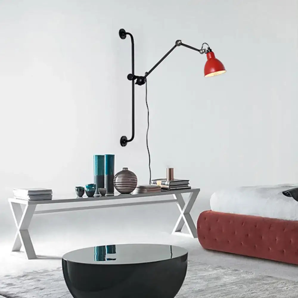 Decorbites Black White Adjustable Light wall lamp with red shade and adjustable arm on Tampa Home & Garden Store
