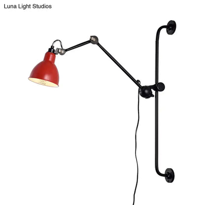 Wall-mounted adjustable lamp black metal arm with red shade Decorbites on Tampa Home & Garden Store