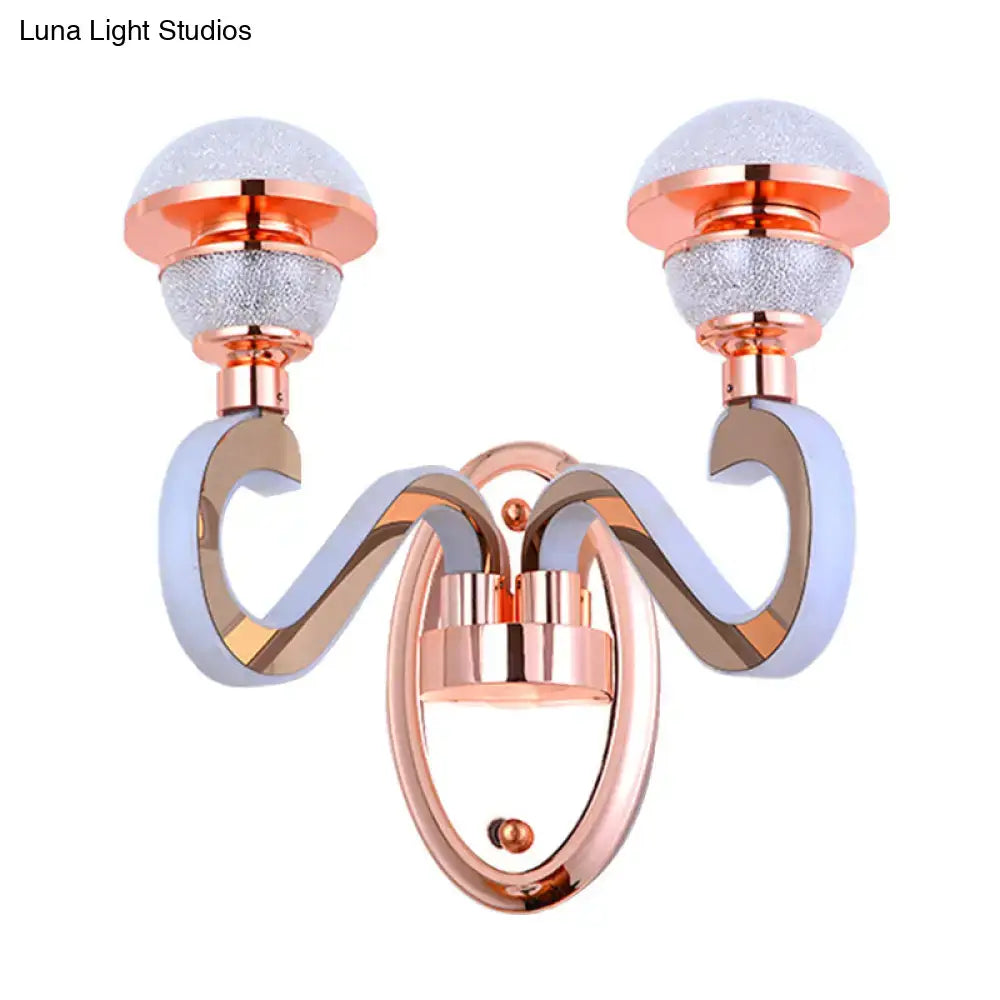 Rose Gold Urn Sconce wall light with twin curved arms and textured glass globes on Tampa Home & Garden Store