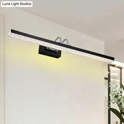Modernist crystal LED wall light sconce with black bar for bedroom vanity on Tampa Home & Garden Store