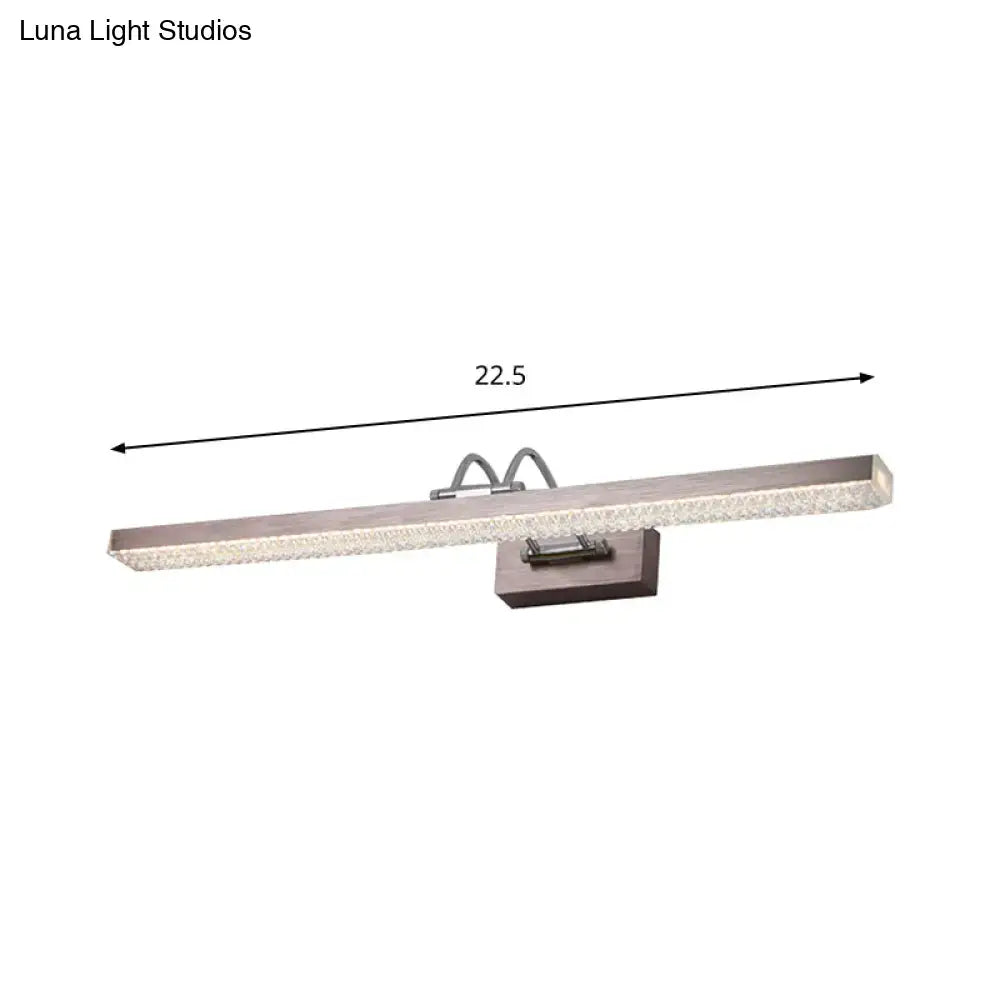Decorbites modernist crystal LED wall light with long rectangular bar and brown mounting sconce on Tampa Home & Garden Store