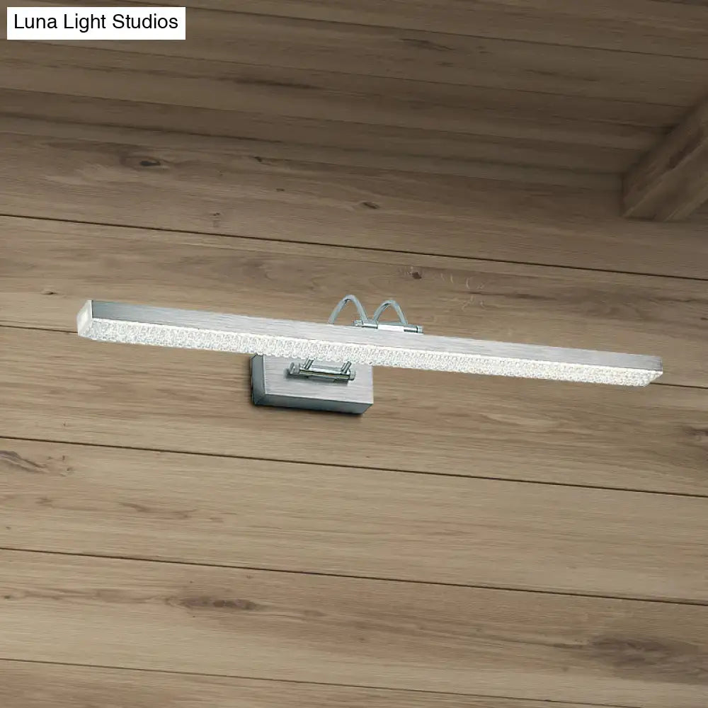 Modernist crystal LED vanity wall light by Decorbites, horizontal silver bar sconce on Tampa Home & Garden Store