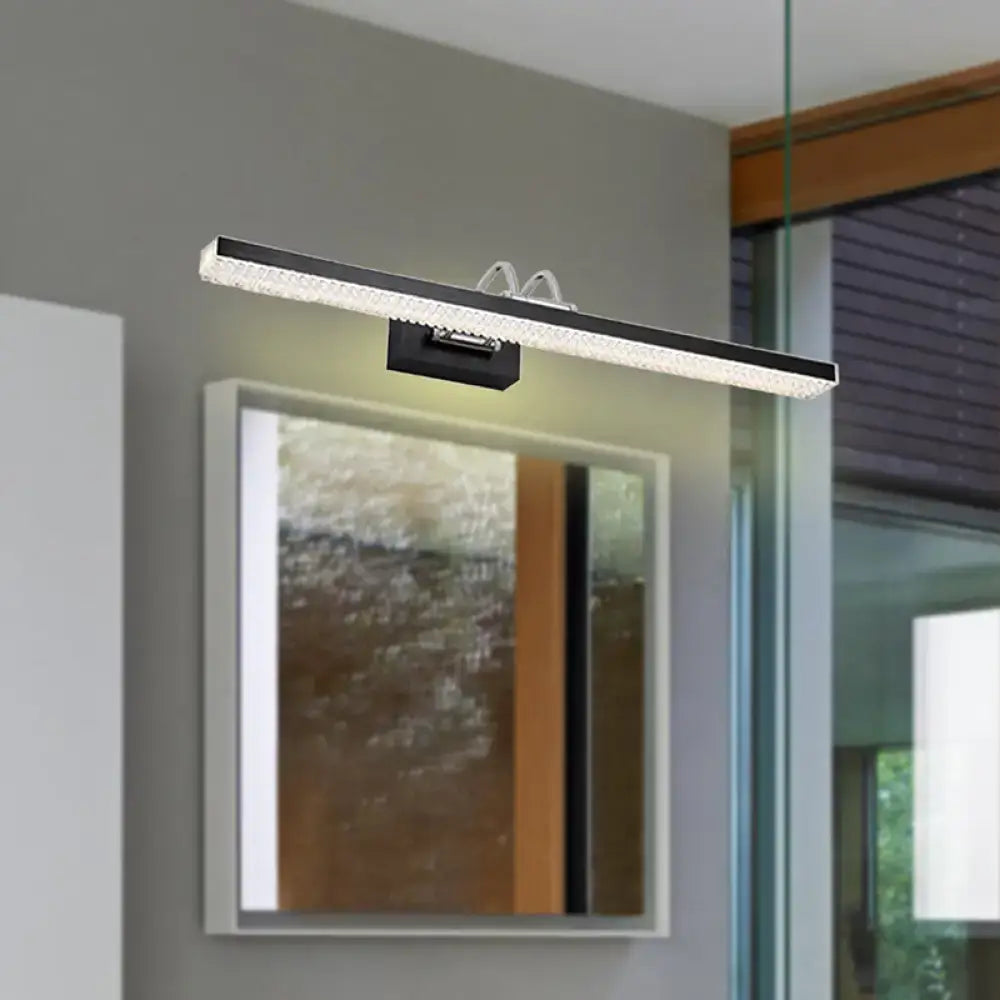 Modernist crystal LED vanity wall light bar with black mount, Decorbites bedroom sconce on Tampa Home & Garden Store