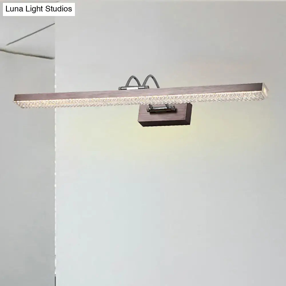 Modernist crystal LED wall sconce with wood mount for bedroom vanity by Decorbites on Tampa Home & Garden Store