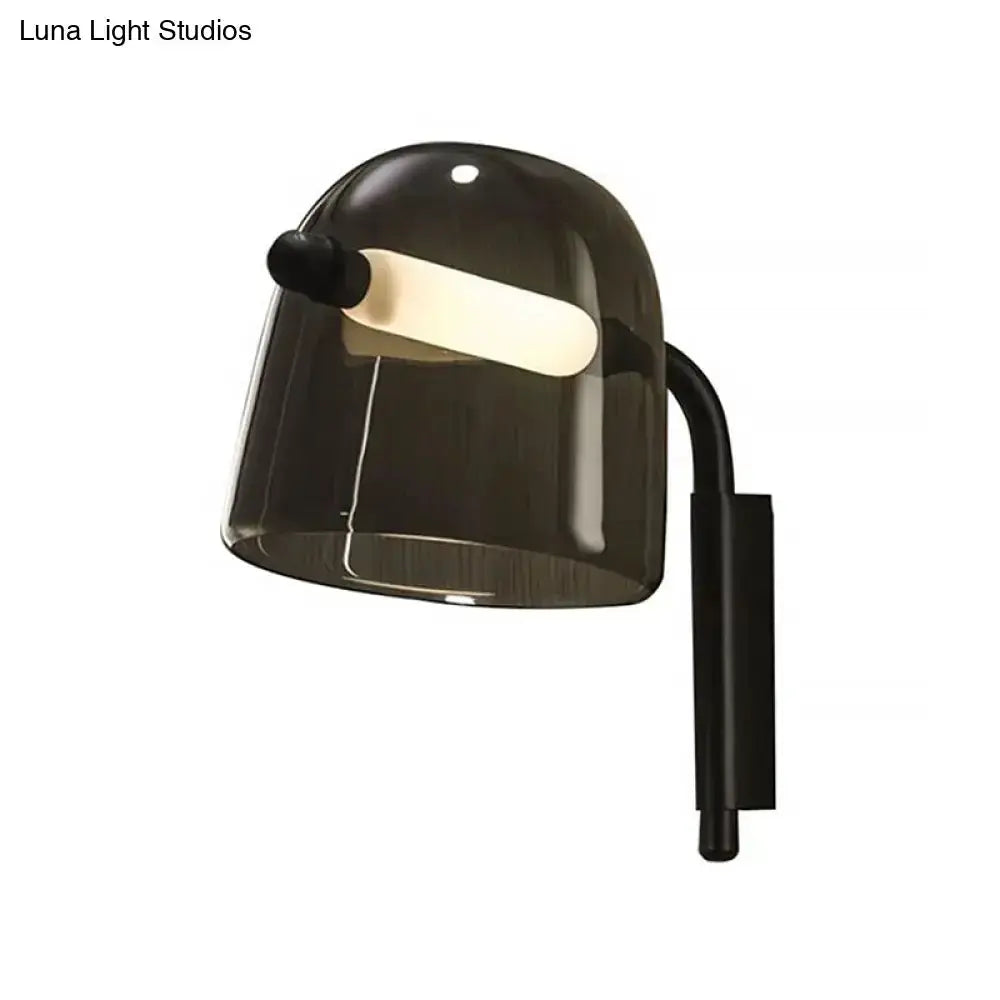 Modernist White and Black Glass Wall Lamp Sconce