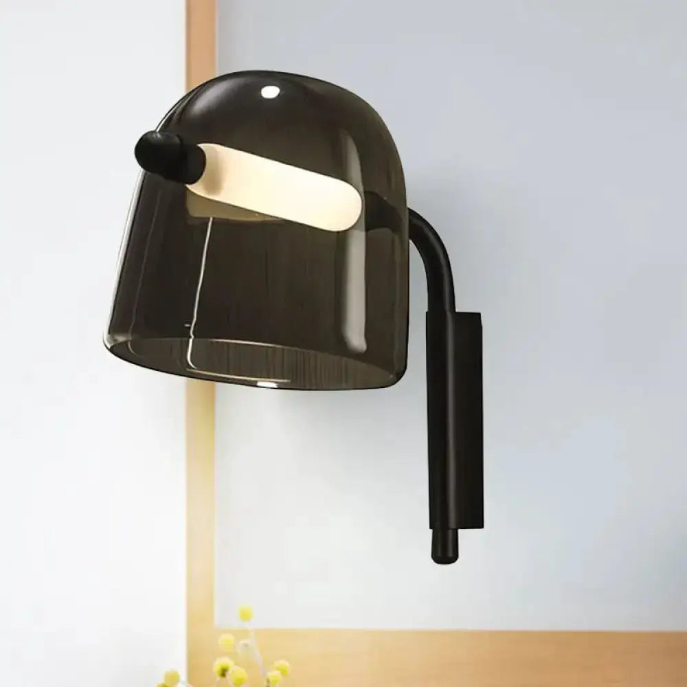 Modernist White and Black Glass Wall Lamp Sconce