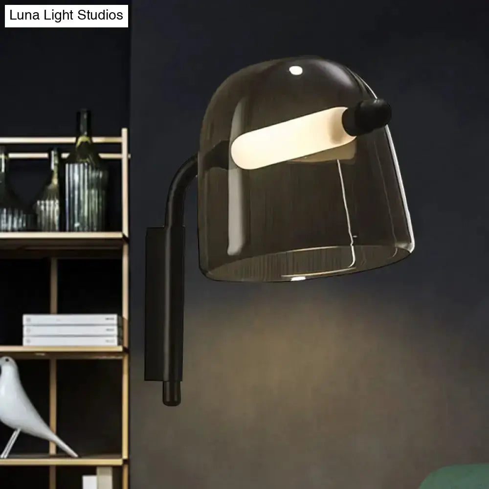 Modernist White and Black Glass Wall Lamp Sconce