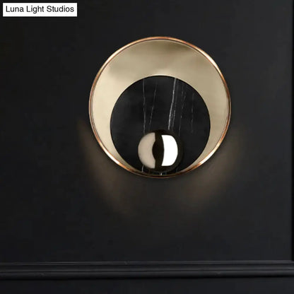 Modernist white and black LED wall sconce with round gold rim Decorbites on Tampa Home & Garden Store