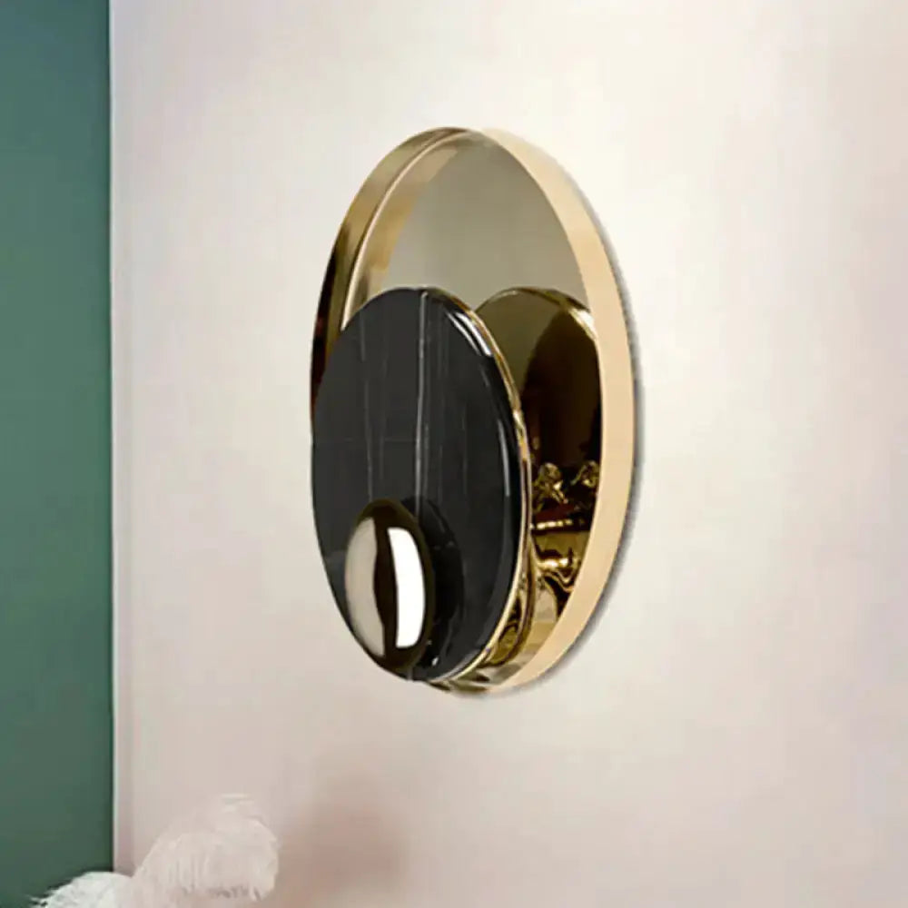 Modernist white & black LED sconce wall mirror with gold ring Decorbites on Tampa Home & Garden Store