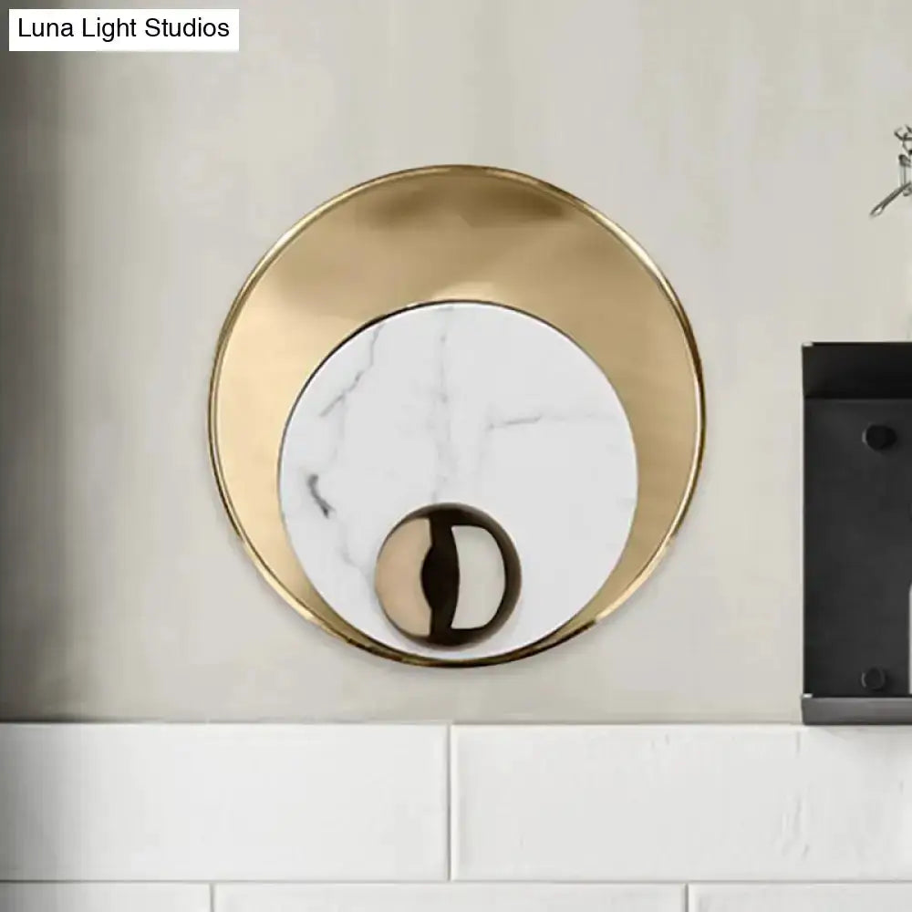 Modernist white & black LED sconce wall mirror by Decorbites with gold ring on Tampa Home & Garden Store