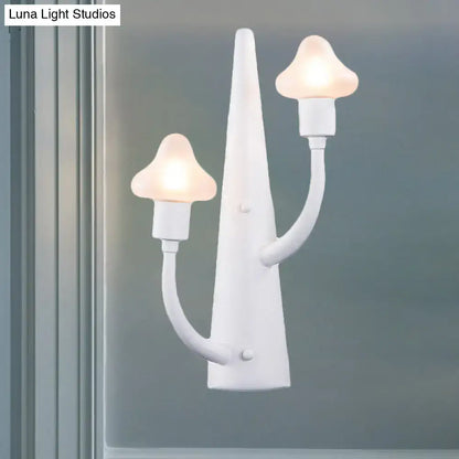 White ceramic glass double-armed wall sconce with mushroom bulb shades Decorbites Home & Garden on Tampa Home & Garden Store