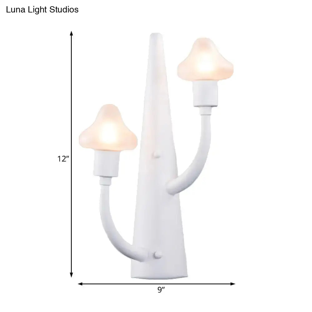 White ceramic double-armed sconce with mushroom glass bulbs, 12in tall by 9in wide Decorbites on Tampa Home & Garden Store